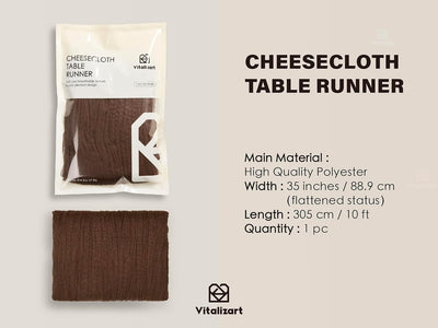 Cheesecloth Table Runner 10Ft Gauze Boho Rustic Brown Cheese Cloth Table Runner for Wedding Bridal Shower Fall Thanskgiving Decoration 120 Inches