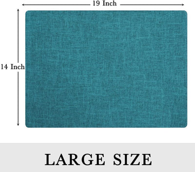 Teal Cloth Easter Placemats Set of 6 – Cotton Linen Blend Washable Spring Dining Table Mats for Easter, Indoors & Outdoors, Easy to Clean, 13 X 19 Inch