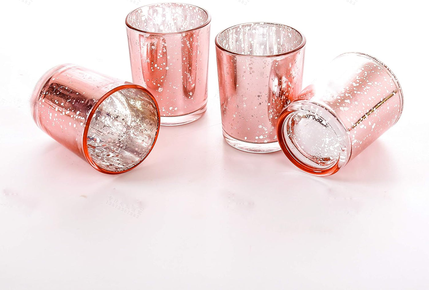 12 Pcs Valentines Rose Gold Votive Candle Holders for Wedding Table Centerpieces, Pink Tealight Holders for Valentines Day Decorations, Party & Home Decor