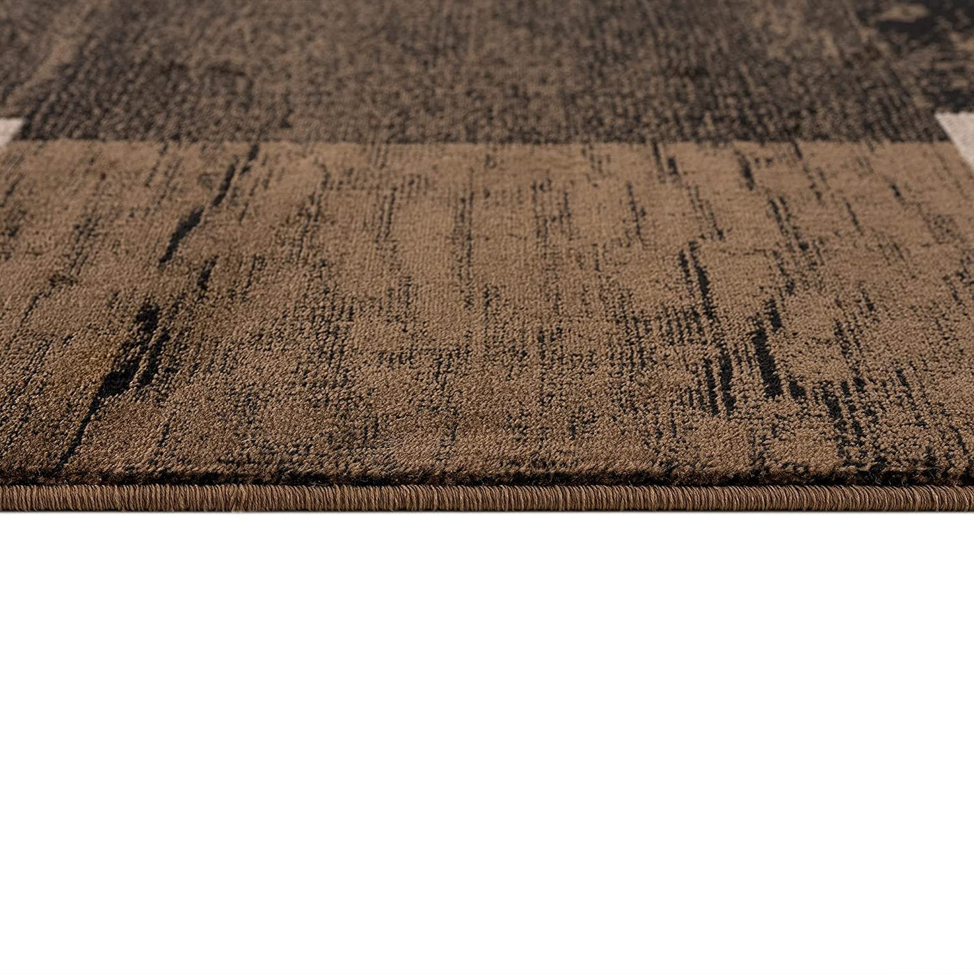 13' Brown And Black Geometric Shag Runner Rug-5