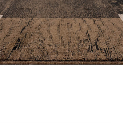 13' Brown And Black Geometric Shag Runner Rug-5