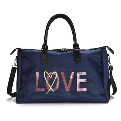 One-shoulder Carry Duffel Bag Large Capacity Waterproof Sequin Shoe Position Fitness Travel Bag
