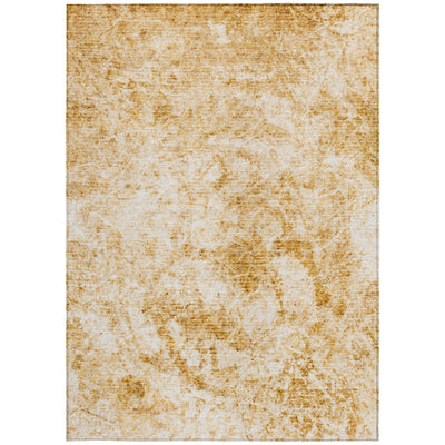5' X 8' Cream and Gold Abstract Washable Non Skid Indoor Outdoor Area Rug-4