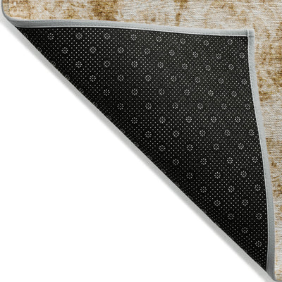 5' X 8' Cream and Gold Abstract Washable Non Skid Indoor Outdoor Area Rug-5