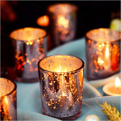12 Pcs Valentines Rose Gold Votive Candle Holders for Wedding Table Centerpieces, Pink Tealight Holders for Valentines Day Decorations, Party & Home Decor