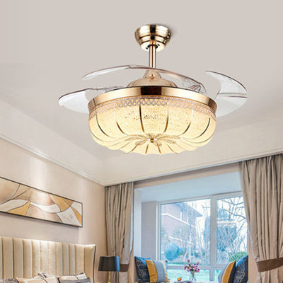 LED Pumpkin Frequency Conversion Ceiling Fan Light In Dining Room Bedroom