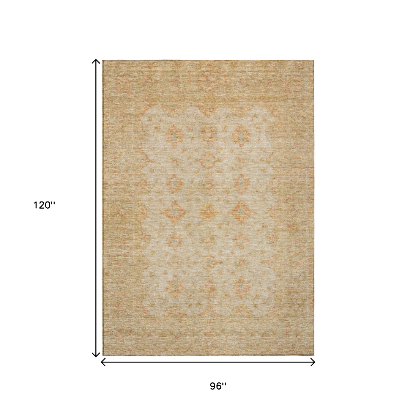 8' X 10' Beige And Rust Floral Medallion Washable Indoor Outdoor Area Rug-2