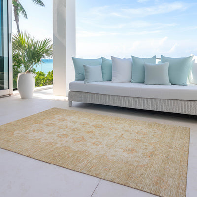 8' X 10' Beige And Rust Floral Medallion Washable Indoor Outdoor Area Rug-7