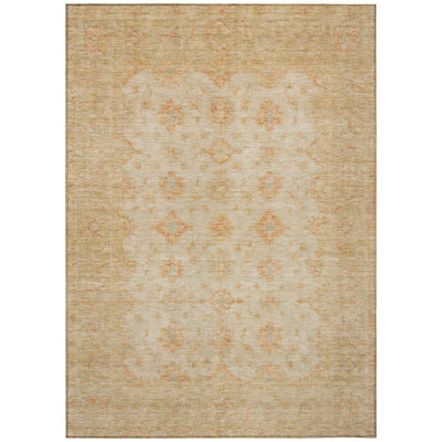 8' X 10' Beige And Rust Floral Medallion Washable Indoor Outdoor Area Rug-1