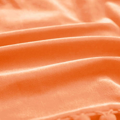 Decorative Throw Pillow Covers with Pom Poms, Pack of 2 Soft Particles Velvet Pillow Cases Square Cushion Covers for Couch Bedroom Car Sofa Outdoors 16X16 Bright Orange