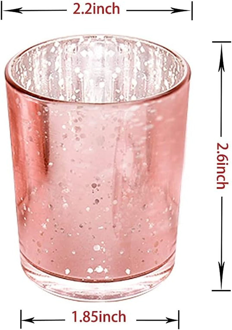 12 Pcs Valentines Rose Gold Votive Candle Holders for Wedding Table Centerpieces, Pink Tealight Holders for Valentines Day Decorations, Party & Home Decor