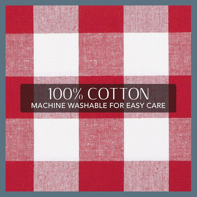 Home Fashions Farmhouse Living Buffalo-Check Tier Curtain Set for Bathroom or Kitchen Curtains, 30" X 24"(Set of 2 Tiers), Red/White