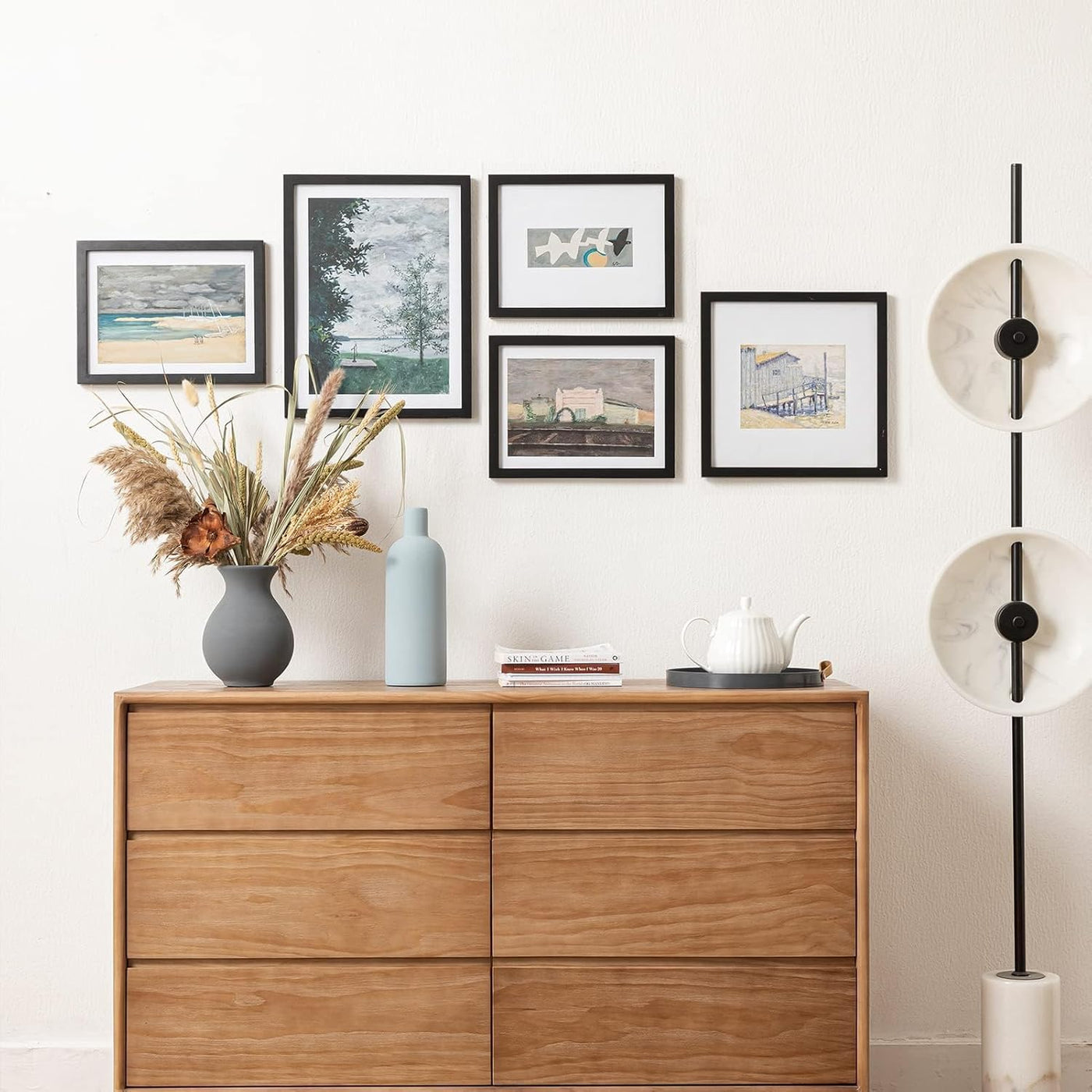 8X10 Picture Frame 4 Pack Made of Solid Wood and Strong Real Glass, Display 4X6 and 5X7 Photos with Mat or 8X10 without Mat, Home Decor for Wall and Tabletop, Gallery Gift Set, Black