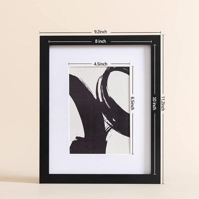 8X10 Picture Frame 4 Pack Made of Solid Wood and Strong Real Glass, Display 4X6 and 5X7 Photos with Mat or 8X10 without Mat, Home Decor for Wall and Tabletop, Gallery Gift Set, Black