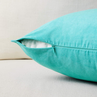 2 Packs Premium Faux Suede Decorative Throw Pillow Covers, Super Soft Square Pillow Case,Solid Cushion Cover for Couch/Sofa/Bedroom (18" X 18", Set of 2, Turquoise)